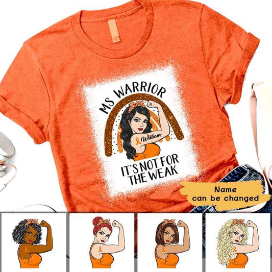 Apparel MS Warrior Strong Woman Rainbow Personalized Shirt Classic Tee / Orange Classic Tee / S