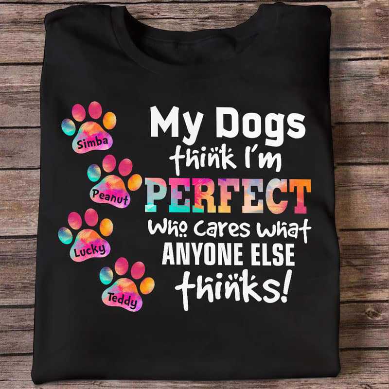 Apparel My Dogs Think I‘m Perfect Personalized Shirt Classic Tee / Black Classic Tee / S