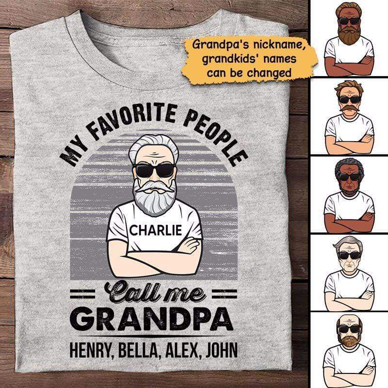 Apparel My Favorite People Calls Me Grandpa Old Man Personalized Shirt Classic Tee / Ash Classic Tee / S