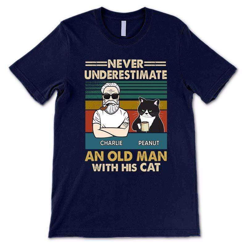 Apparel Never Underestimate An Old Man With His Cats Personalized Shirt