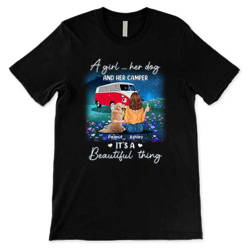 Apparel Night Field A Girl Her Dogs Her Camper Personalized Shirt