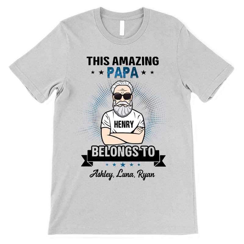 Apparel Old Man This Amazing Dad Grandpa Belongs To Kids Names Personalized Shirt
