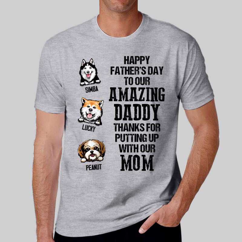 Apparel Peeking Dogs Happy Father‘s Day Personalized Shirt