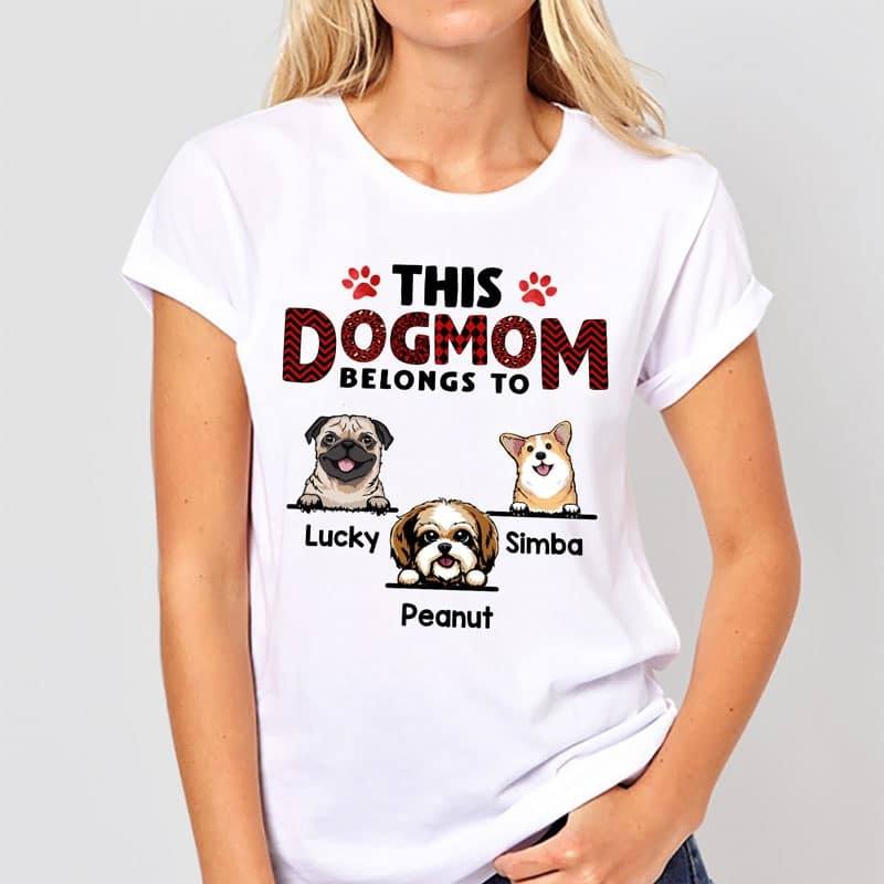 Apparel Red Pattern This Dog Mom Belongs To Personalized Shirt