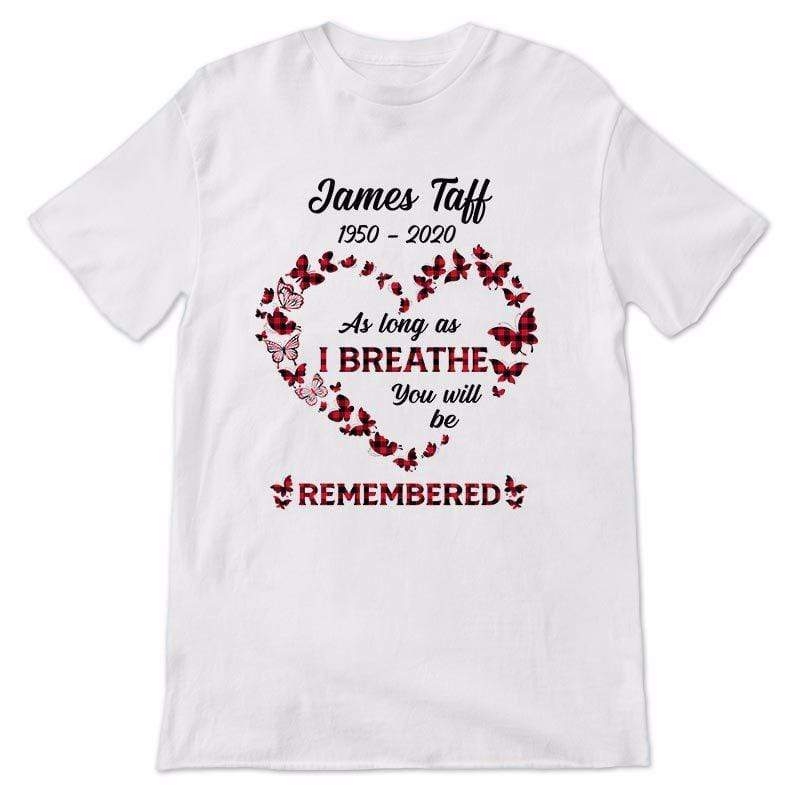 Apparel Red Plaid Butterflies Heart Memorial Personalized Shirt