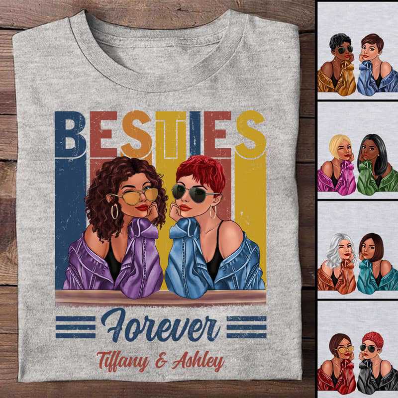 Apparel Retro Fashion Besties Personalized Shirt Classic Tee / Ash Classic Tee / S