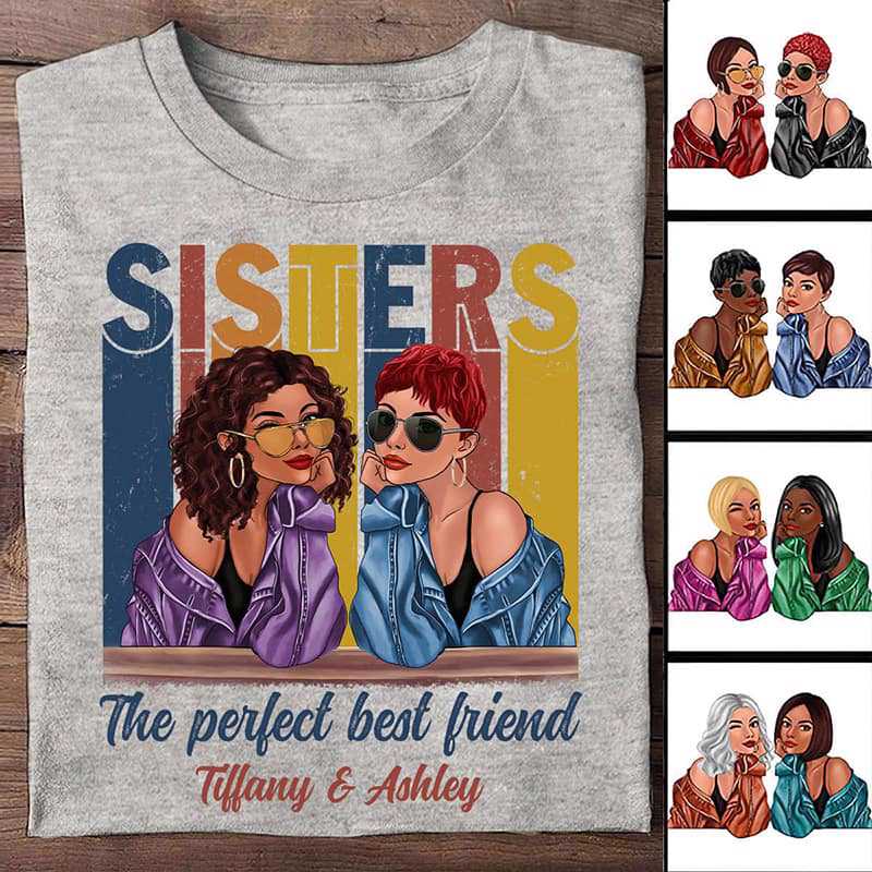 Apparel Retro Fashion Sisters Personalized Shirt Classic Tee / Ash Classic Tee / S