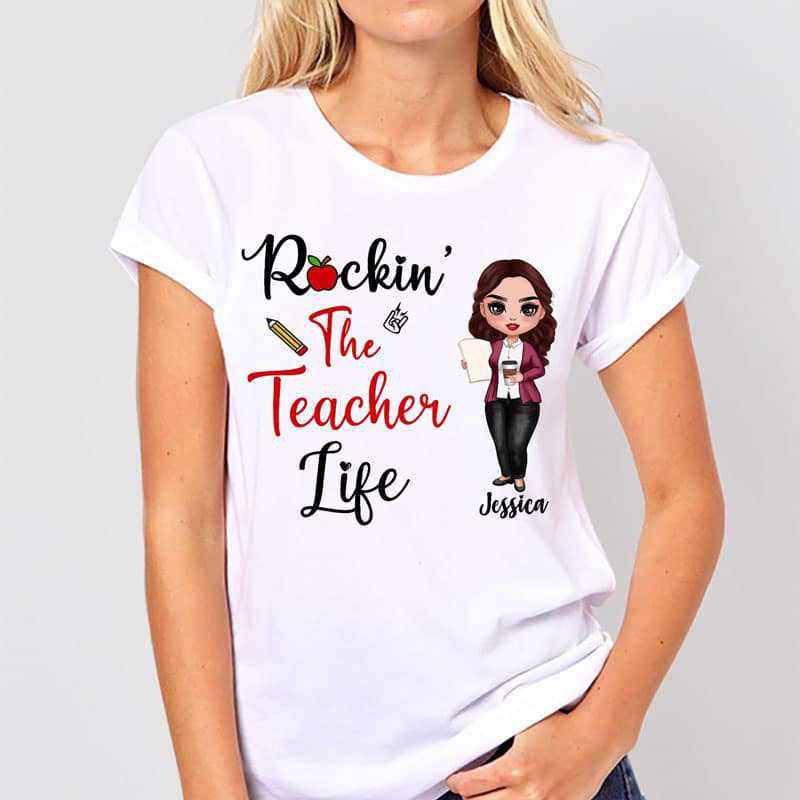 Apparel Rockin Doll Teacher Life Personalized Shirt