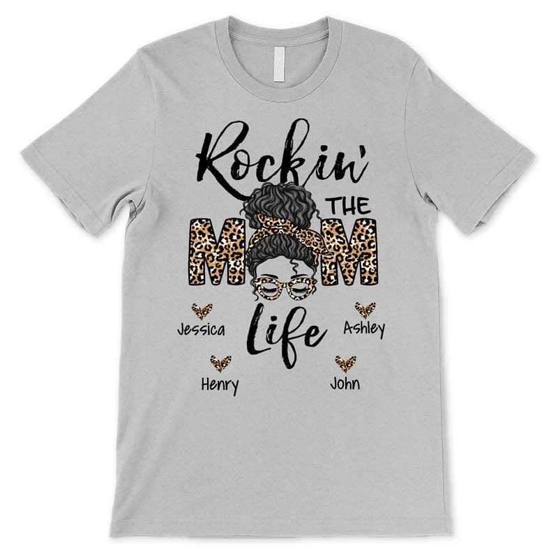 Apparel Rockin The Mom Life Messy Bun Personalized Shirt
