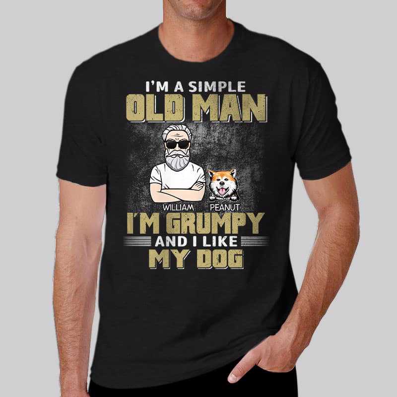 Apparel Simple Old Man Like Dogs Personalized Shirt