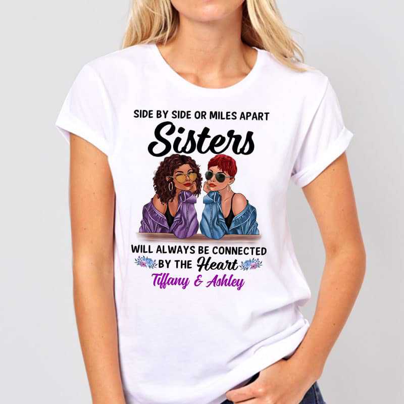 Apparel Sisters Connect By Hearts Personalized Shirt