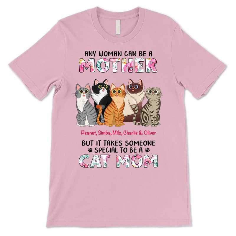 Apparel Special Cat Mom Sitting Cat Cartoon Floral Personalized Shirt