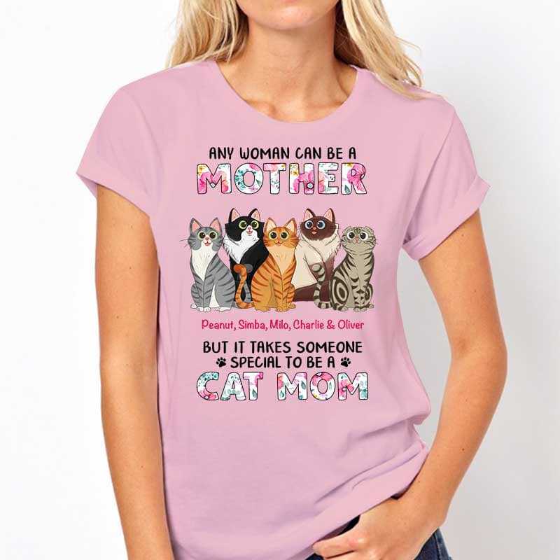 Apparel Special Cat Mom Sitting Cat Cartoon Floral Personalized Shirt