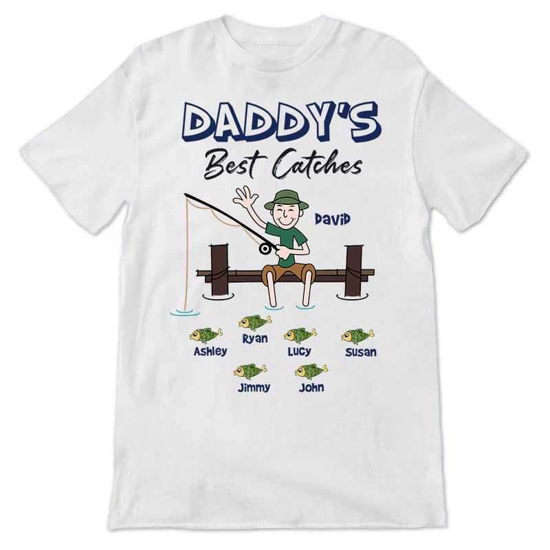 Apparel Stick Fishing Dad Grandpa Best Catches Personalized Shirt