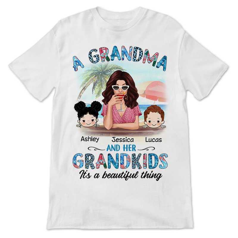 Apparel Summer Grandma And Grandkids Personalized Shirt