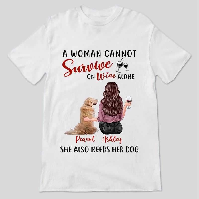 Apparel Survive On Wine And Dog Personalized Shirt