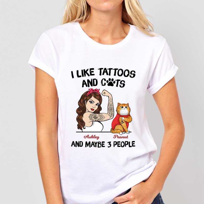 Apparel Tattoo Cat Mom Like Cats And 3 People Personalized Shirt
