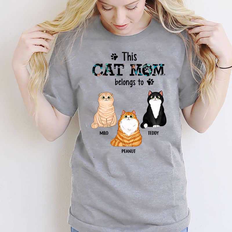 Apparel This Cat Mom Belongs To Fluffy Cat Personalized Shirt