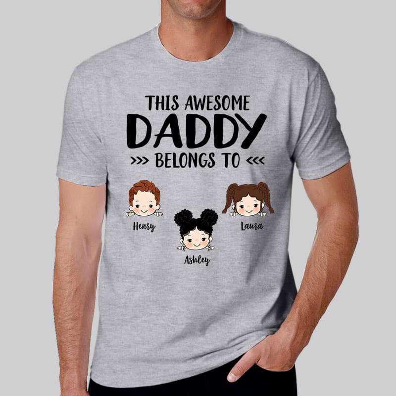 Apparel This Daddy Grandpa Belongs To Peeking Kids Personalized Shirt
