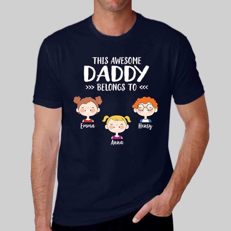 Apparel This Daddy Mommy Belongs To Kid Face Personalized Dark Shirt
