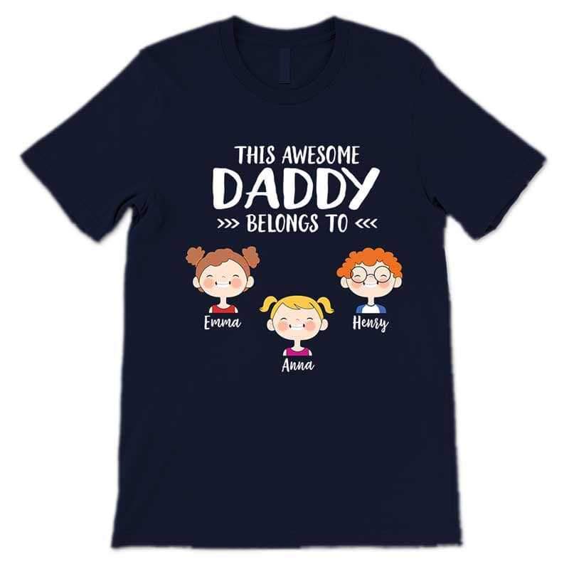 Apparel This Daddy Mommy Belongs To Kid Face Personalized Dark Shirt