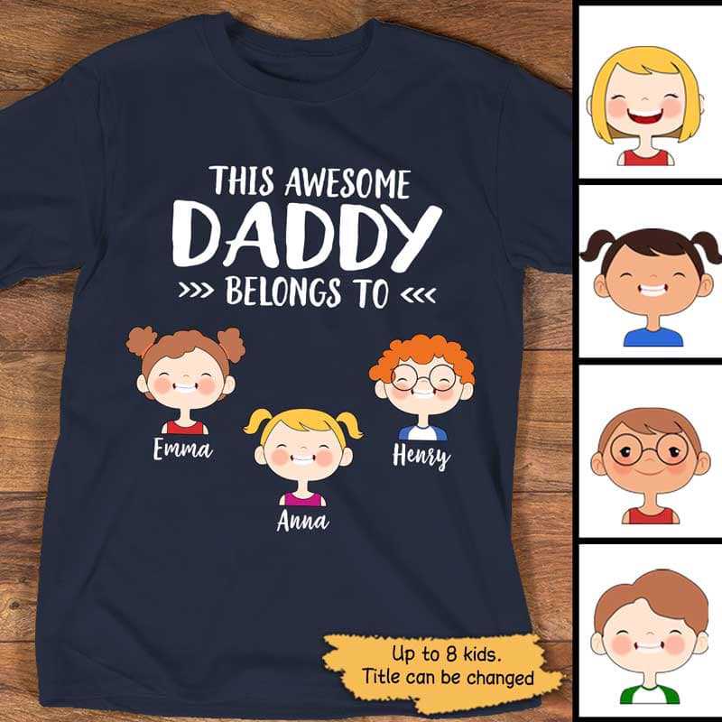 This Daddy Mommy Belongs To Kid Face Personalized Dark Shirt