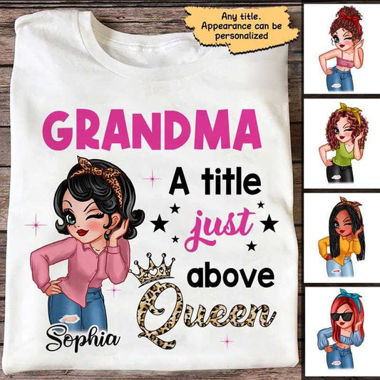 Apparel Title Above Queen Mom Grandma Sassy Girl Personalized Shirt Classic Tee / White Classic Tee / S