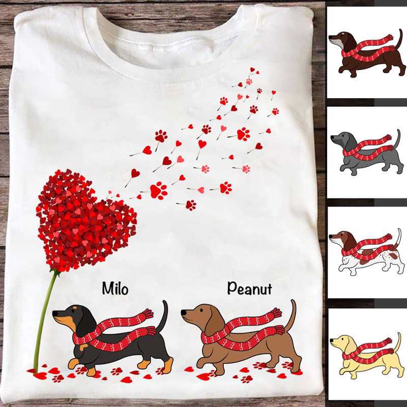 Apparel Valentine Dachshund Mom Personalized Shirt Classic Tee / White Classic Tee / S