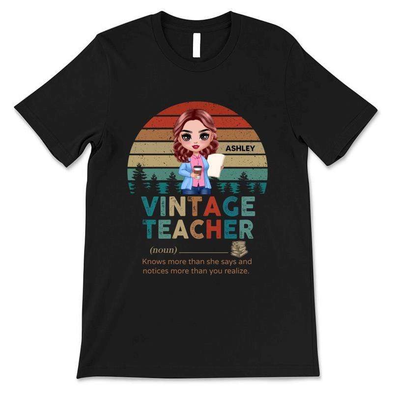 Apparel Vintage Doll Teacher Personalized Shirt