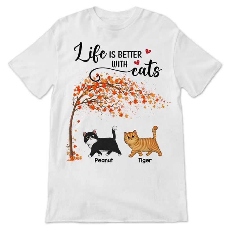 Apparel Walking Cats Under Tree Personalized Shirt