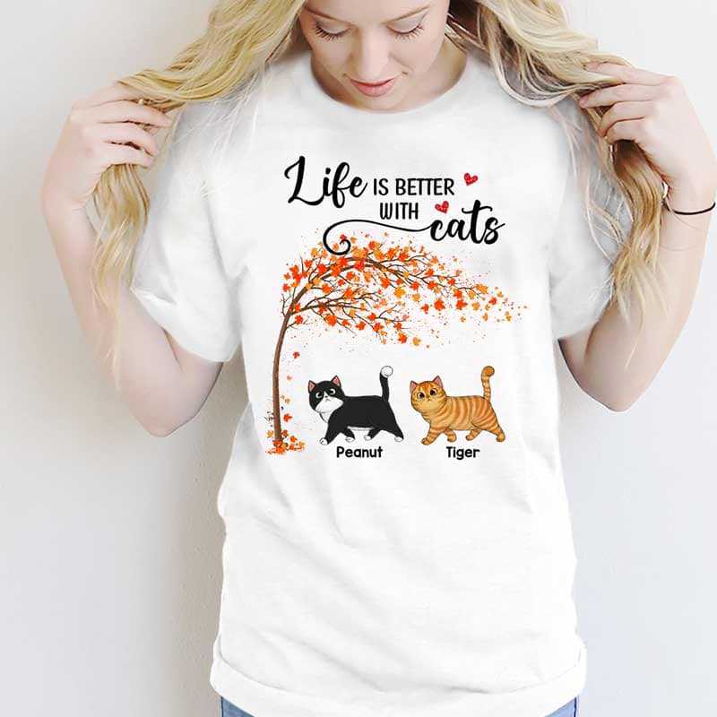 Apparel Walking Cats Under Tree Personalized Shirt