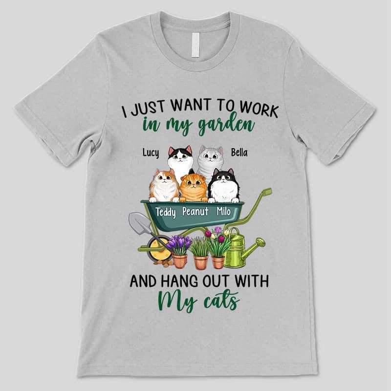 Apparel Work In Garden And Hang Out With Fluffy Cats Personalized Shirt