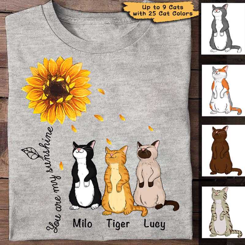 Apparel You Are My Sunshine Standing Cats Personalized Shirt Classic Tee / Ash Classic Tee / S