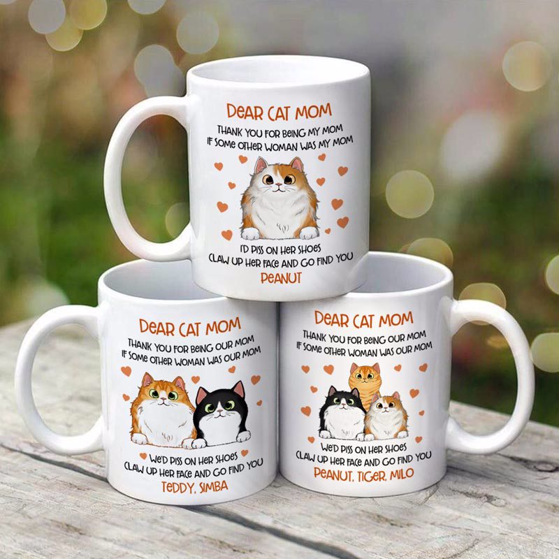 Dear Cat Mom Fluffy Cats Mother‘s Day Gift Personalized Mug
