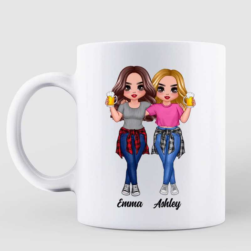 Sisters Besties Never Walk Alone Energetic Doll Personalized Mug
