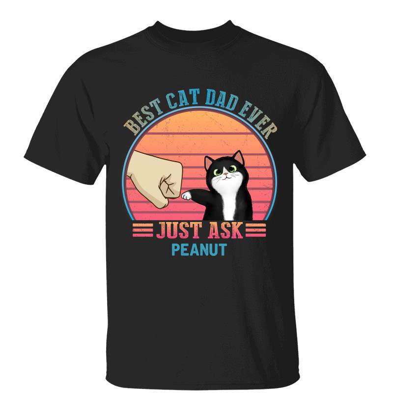 Best Cat Dad Mom Round Retro Neon Personalized Shirt