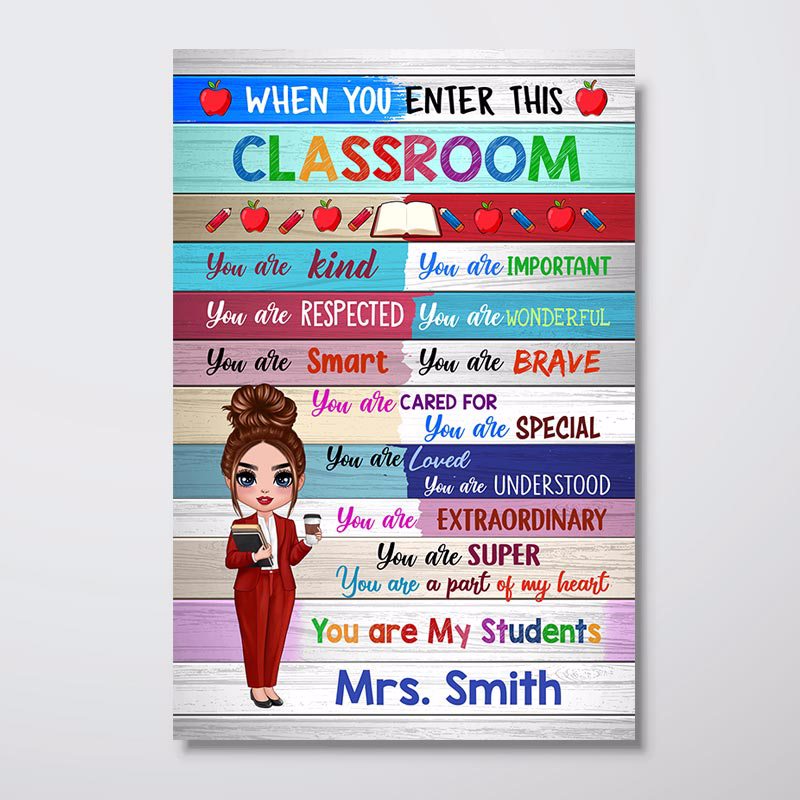 Colorful Doll Teacher Classroom Welcome Personalized Vertical Unframed Poster
