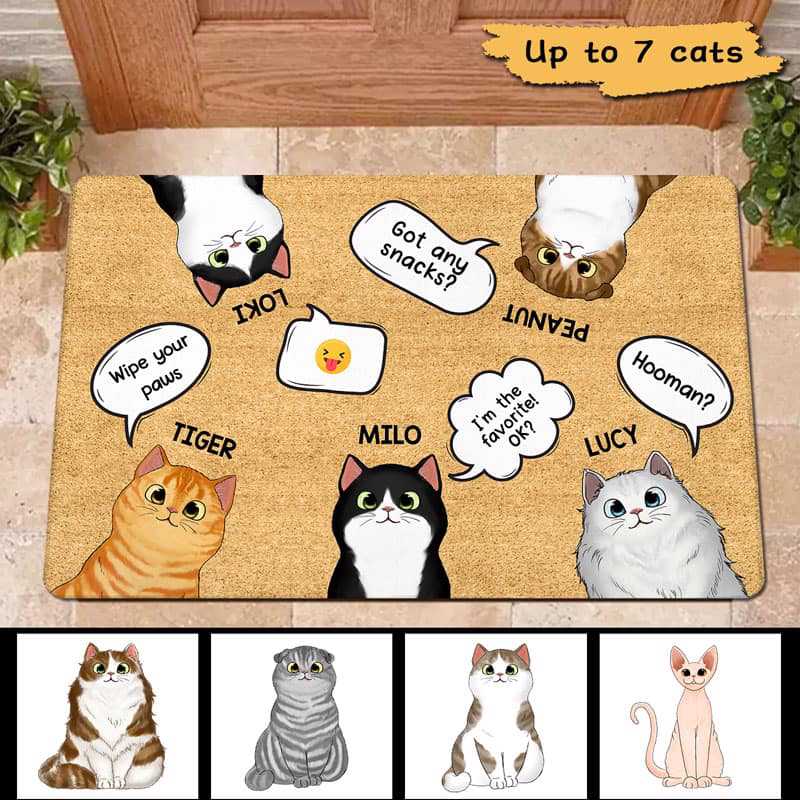 Cats Telling Personalized Doormat