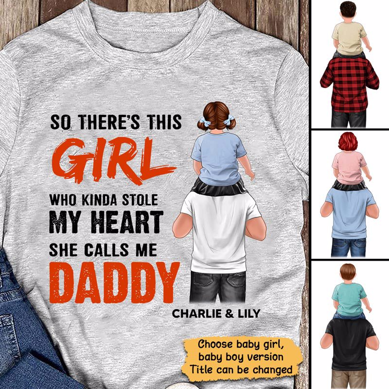Little Boy Girl Stole My Heart Dad Grandpa Personalized Shirt