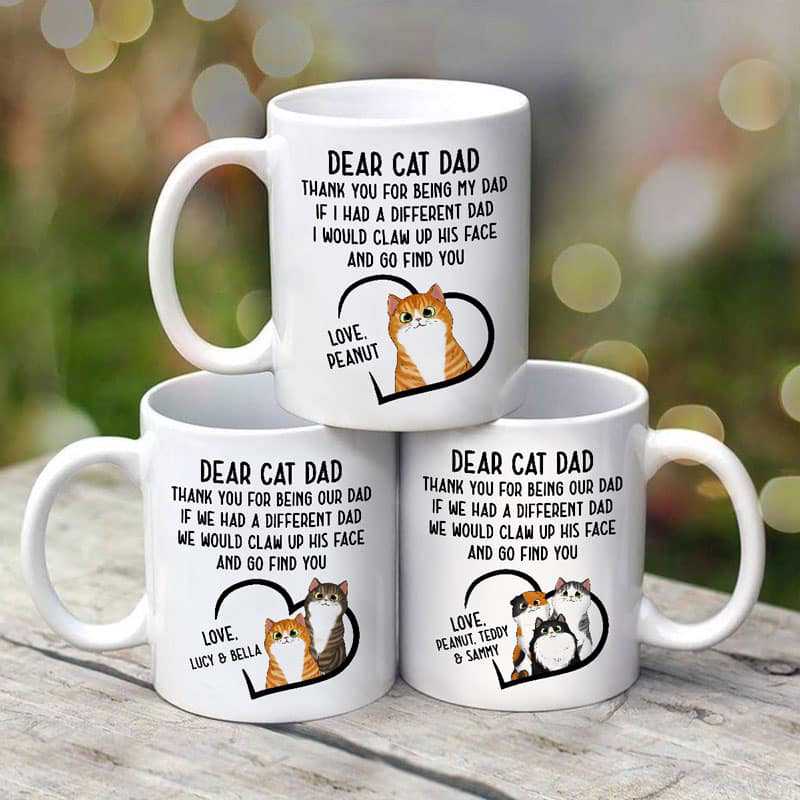 Dear Cat Dad Cats Inside Heart Personalized Mug