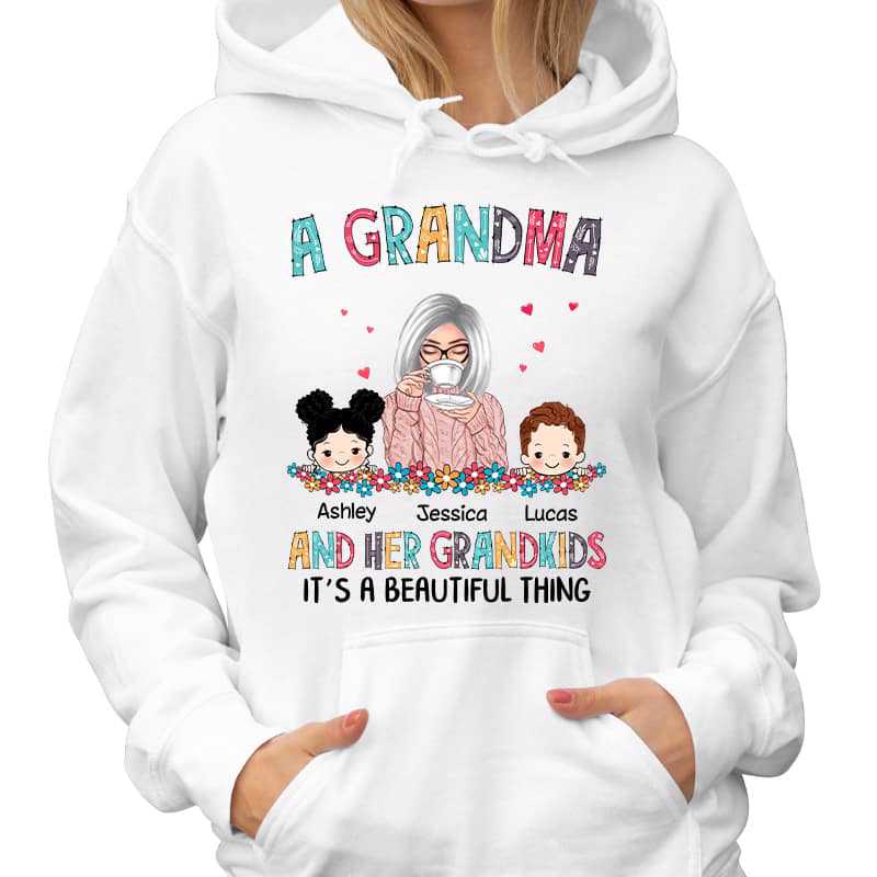 Grandma Grandkid Colorful Pattern Beautiful Thing Personalized Hoodie Sweatshirt
