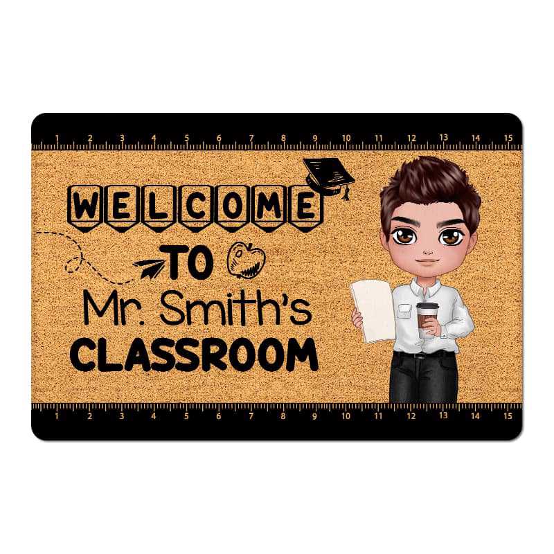 Welcome To Male Teacher‘s Classroom Simple Personalized Doormat