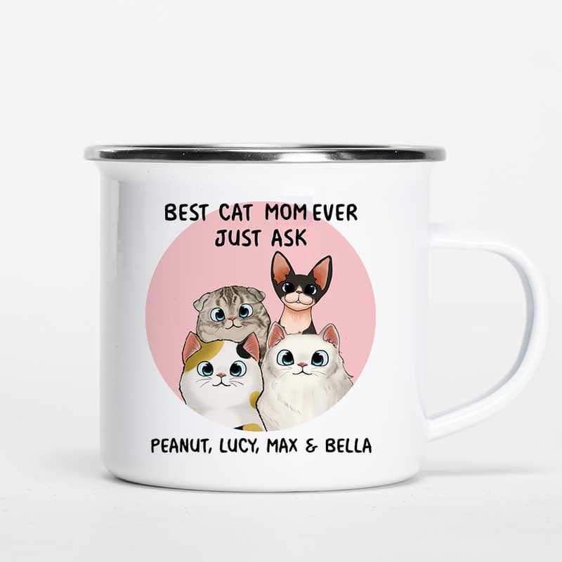 Campfire Mug Best Cat Mom Cat Dad Ever Fluffy Cats Personalized Campfire Mug 12oz
