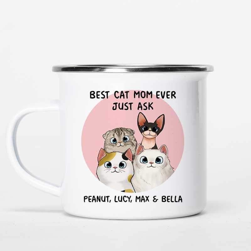 Campfire Mug Best Cat Mom Cat Dad Ever Fluffy Cats Personalized Campfire Mug 12oz