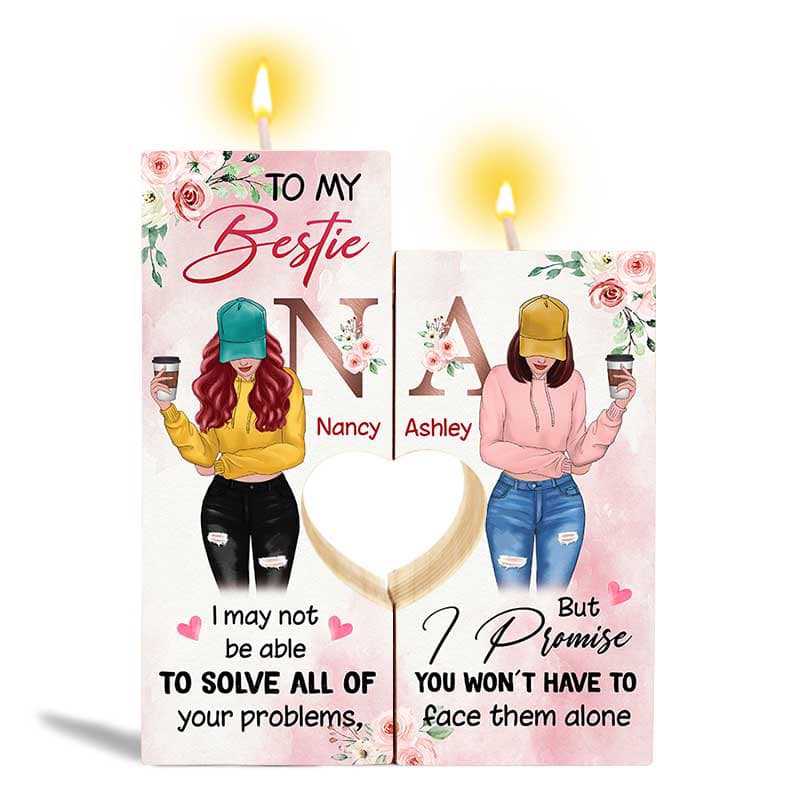 Candle Holder Best Friends Initial Flower Personalized Candle Holder Onesize
