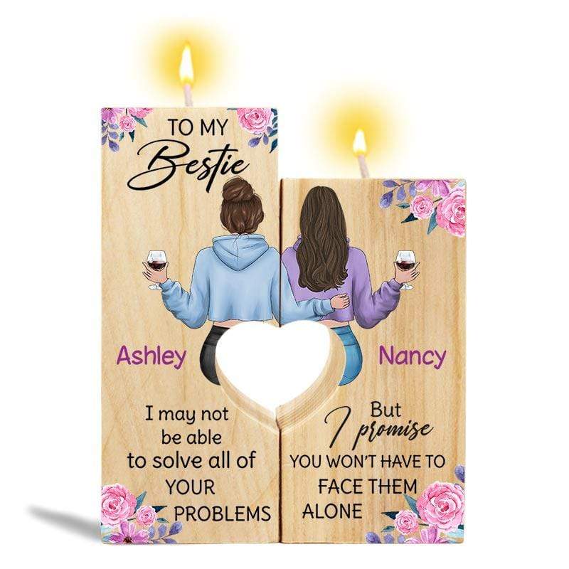 Candle Holder Besties Floral Personalized Candle Holder Onesize