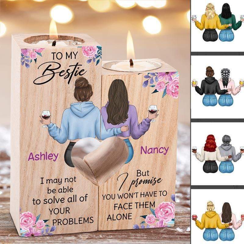 Candle Holder Besties Floral Personalized Candle Holder Onesize