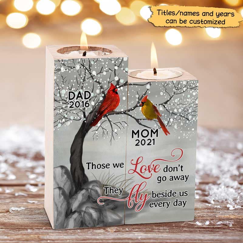 Candle Holder Cardinals Blossom Tree Dad Mom Memorial Personalized Candle Holder Onesize