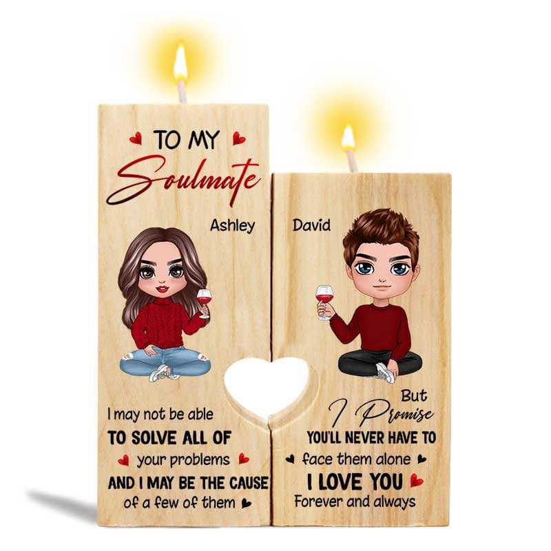 Candle Holder Doll Couple Sitting Valentine‘s Day Gift For Him For Her Personalized Candle Holder Onesize
