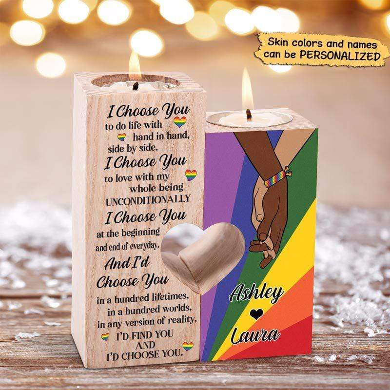 Candle Holder LGBT Couple I Choose You Personalized Candle Holder Onesize